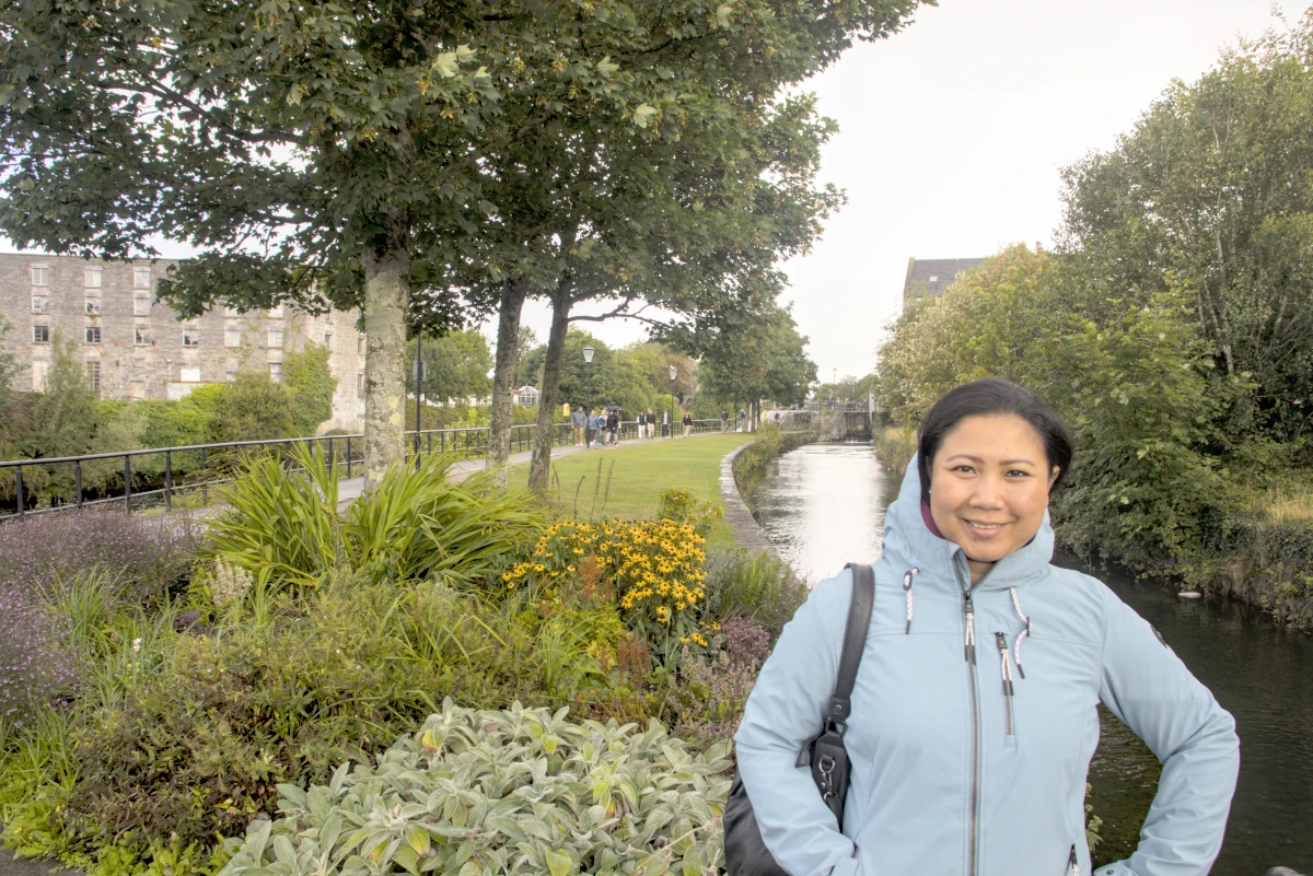 Riverside walk in Home Town Park in Galway, Ireland