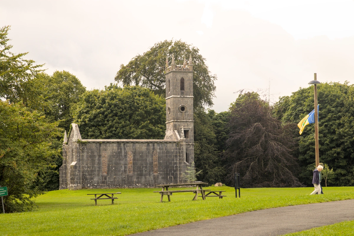 Historic stone church in Lough Key Forest and Activity Park, County Roscommon, Ireland