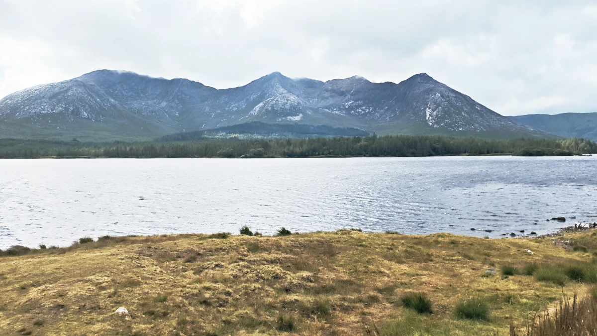 Lough Inagh with mountain views in the Inagh Valley, Connemara, County Galway